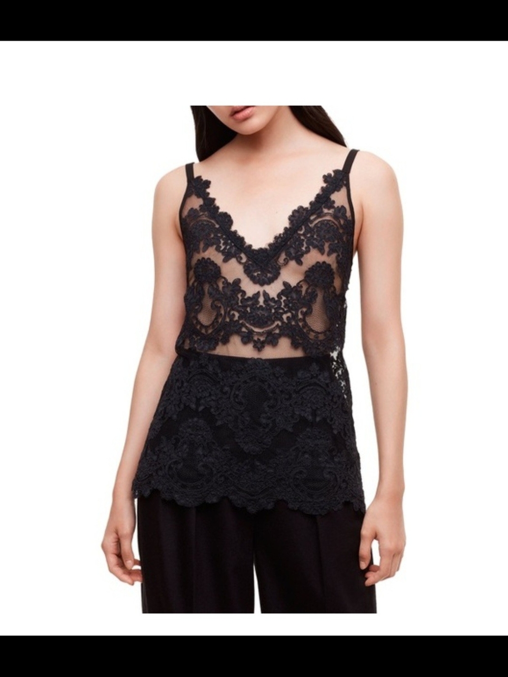 Artizia Babaton Black Lace V-Neck Camisole Top